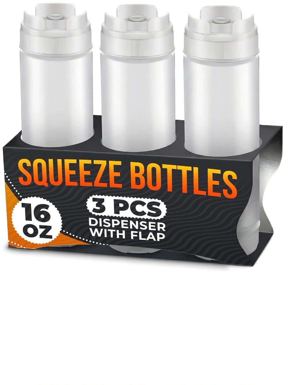 Inverted Condiment Squeeze Bottles 16 oz, Set of 3,